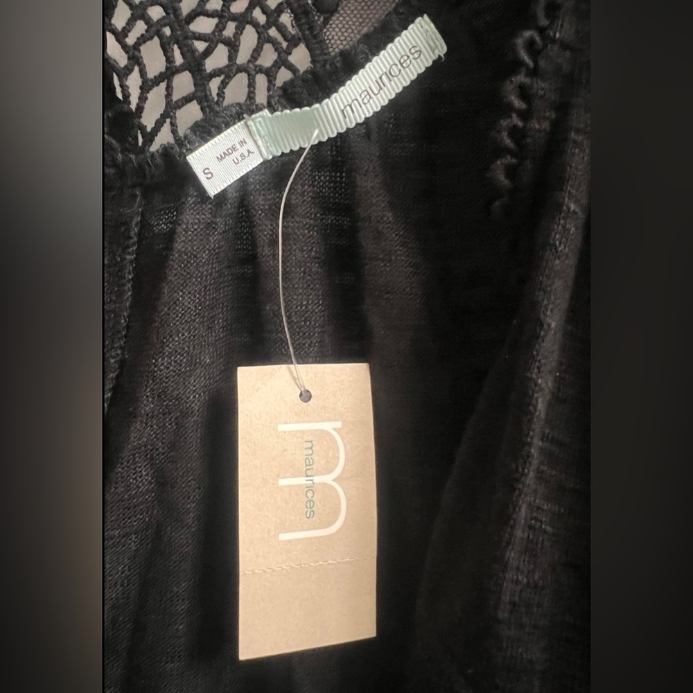 NWT Maurice’s Black Lace Over Shirt 3/4 Sleeve S - Picture 5 of 8